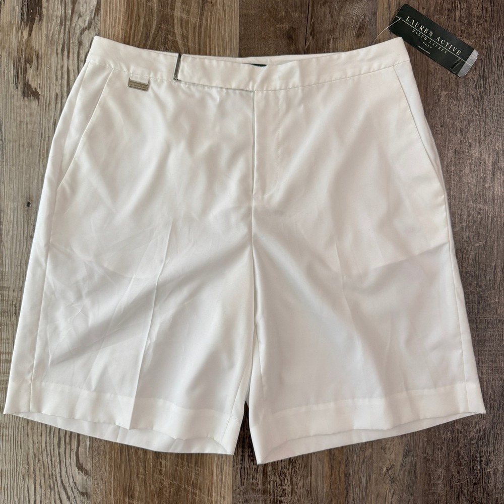 NWT Ralph Lauren Active Shorts Women 8 White Golf Pickleball Vintage 9" Inseam